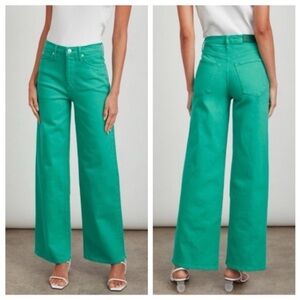RAILS The Getty High Rise Wide Leg Jeans Emerald Green NWT Button Fly